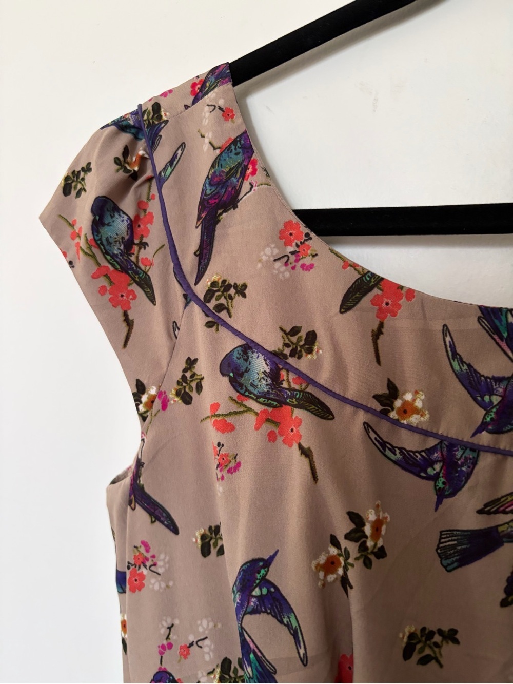 Emily And Fin Small Rachel Dress Bird-Print Cap Sleeve Dress - M - Picture 3 of 12